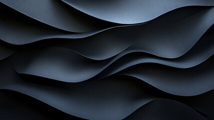 Fototapete - Abstract Dark Grey Paper Waves Undulating Texture Background Design