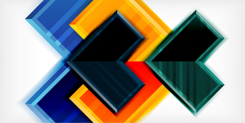 Poster - Arrow symbols created with 3d effects and line texture geometric abstract background