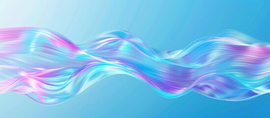 Wall Mural - Iridescent wave flowing across blue background, website banner