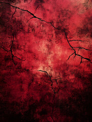 Aufkleber - Cracked Red Grunge Textured Surface Ideal for Dramatic Art and Graphic Design Projects : Generative AI