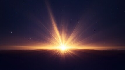 Wall Mural - bright golden rays of light bursting upward from the bottom against a deep navy sky.