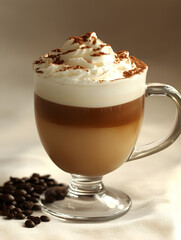 Aufkleber - Single Glass Mug of Rich Mocha Topped with Light Whipped Cream : Generative AI