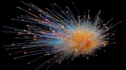 Poster - Exploding particles of vivid colors, frozen in time on a deep black background for dramatic contrast.