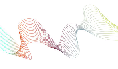 Poster - creative colorful line wave art abstract vector template illustration on white background.