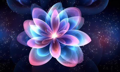Poster - Glowing fractal flower cosmos background design