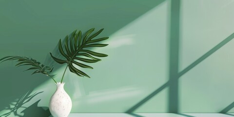 Poster - A minimalist aesthetic featuring a light emerald green backdrop, Minimalist design elements arranged symmetrically, Modern minimalist style