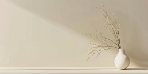 Poster - A minimalist aesthetic featuring a light goldenrod backdrop, Balanced composition and smooth surfaces, Contemporary minimalist style