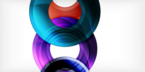 Poster - Bright colorful circles with light effects. Abstract background