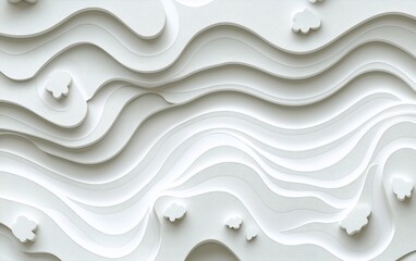 Poster - Abstract white wavy topographic relief texture.