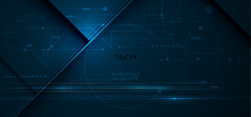 Aufkleber - Vector illustration design, digital eyeball and line on circuit board. High tech computer, science technology. Abstract futuristic communication concept. Dark blue color background
