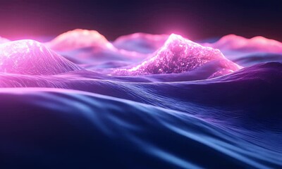 Aufkleber - Glowing neon landscape, digital art, abstract background