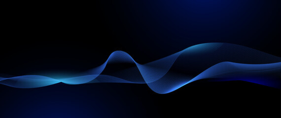 Aufkleber - Vector abstract dynamic, wave particle and dot. Illustration technology background with dynamic mesh, flow particles design for banner, wallpaper. Futuristic, digital datum network and science concept