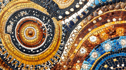 Poster - Intricate Circular Mosaic Pattern in Earth Tones Featuring Diverse Textures : Generative AI