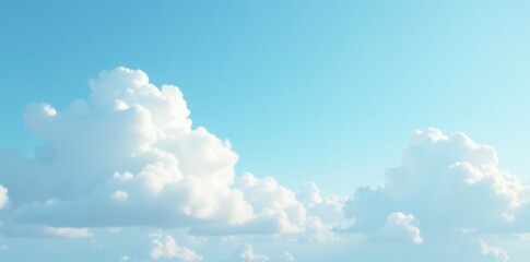 Wall Mural - Soft white clouds drifting across a pale blue sky, blue, gradient, atmospheric