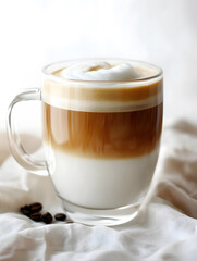 Aufkleber - Latte Macchiato in Sleek Glass with Creamy Layered Effect Perfect for Coffee Connoisseurs and Brunch : Generative AI