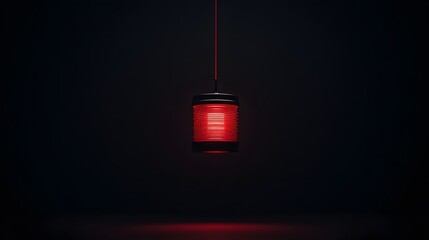 Poster - Red orb glowing softly, minimalistic design on dark background, suitable for modern digital themes or artistic projects.