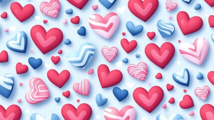 Poster - Colorful Abstract Valentines Day Banner with Geometric Heart Patterns and Soft Background Design