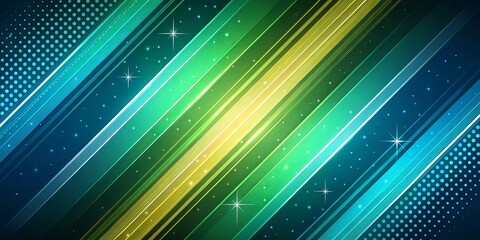 Aufkleber - A green and blue striped background with stars and dots