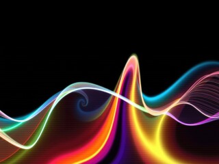 Fototapete - Abstract colorful background with vibrant sound waves, digital, communication