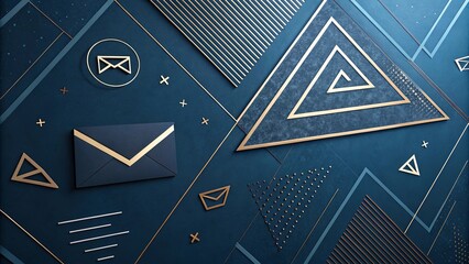 Poster - A blue background with a gold triangle and a gold envelope