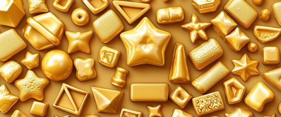 Poster - Golden geometric shapes background.