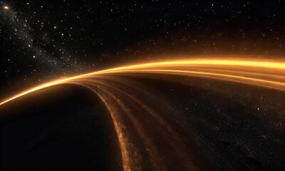 Poster - Golden light streaks across planet; cosmic background, intro use