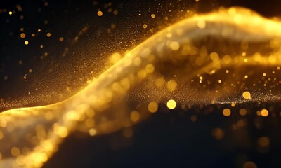 Aufkleber - Golden particles flow, dark background, abstract design, website banner