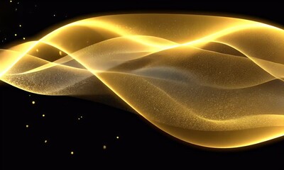 Aufkleber - Golden wave abstract background, particles, dark