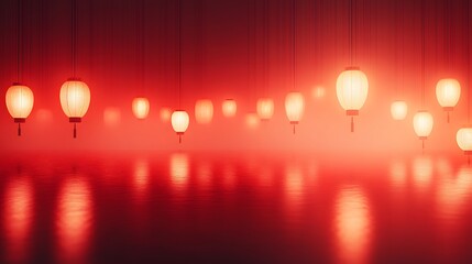 Fototapete - Abstract red light reflections, glowing circular lights creating a vibrant atmospheric background, ideal for creative projects.