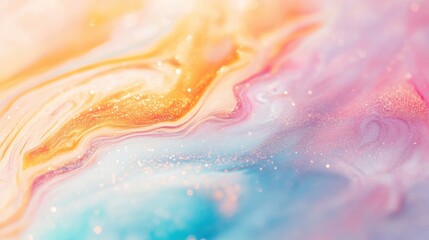 Fototapete - Dynamic colors blend gracefully in an abstract wave texture, creating a fluid, iridescent effect that captivates the eye and inspires creativity