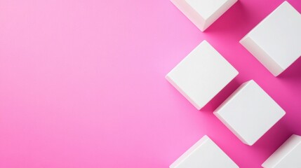 Poster - White cubes are thoughtfully positioned on a lavender background, creating a visually appealing contrast that emphasizes minimalism and style