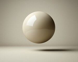 Aufkleber - Floating beige sphere, glossy surface, soft shadow.