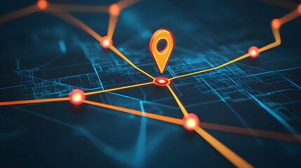 Poster - Digital map navigation routes city location