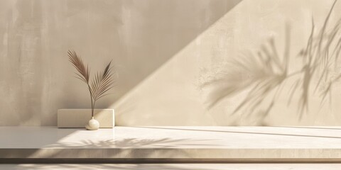Poster - A minimalist aesthetic featuring a light sand beige backdrop, Balanced composition and smooth surfaces, Contemporary minimalist style