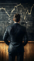 Poster - Broker views market graph decline, office