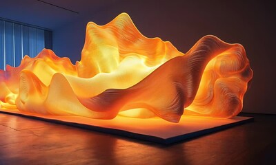 Poster - Illuminated textile sculpture in gallery