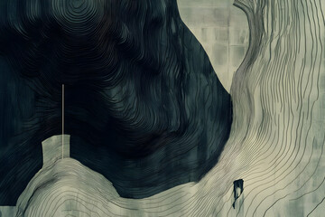 Poster - Abstract dark canyon aerial texture background