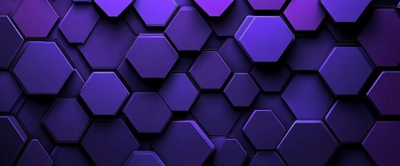 Wall Mural - Abstract Hexagon Pattern: Deep Purple 3D Geometric Design