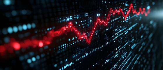 Poster - Red digital stock market crash data