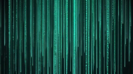 Aufkleber - Digital Rain: Abstract digital art depicting a cascade of teal green binary code falling down a dark background, reminiscent of the iconic rain effect in science fiction films.
