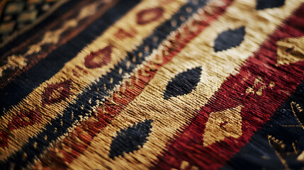 Poster - Traditional Ethnic Textile Patterns in Rich Warm Color Palettes : Generative AI