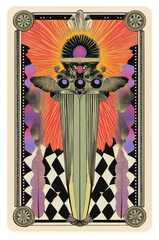 Wall Mural - PNG A gothic vector illustration of an isolated tarot card art mystical patterns.