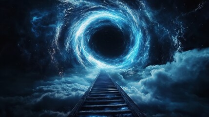Wall Mural - Journey Through the Cosmic Portal: A mesmerizing depiction of a pathway leading into a swirling vortex of ethereal energy and celestial beauty.