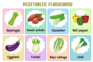 Wall Mural - vegetables flashcard collection for children education, printable montessori material