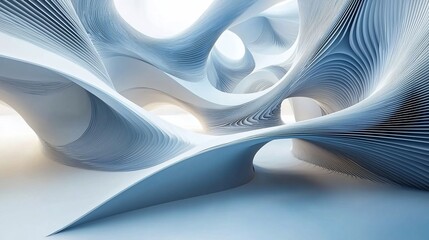 Poster - Abstract futuristic architecture, flowing white curves and organic shapes.