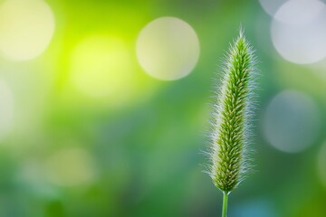 Canvas Print - Serene Green: A Single Grass Blade Against a Blurred Background