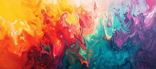 Wall Mural - Abstract Colorful Swirl Painting: A Vibrant Expression of Fluid Acrylics