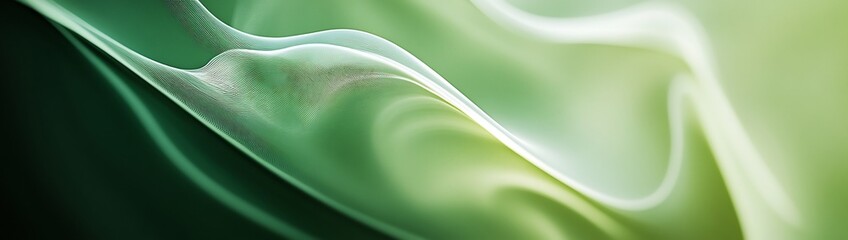 Wall Mural - Abstract Green Silk Drapery: A Study in Texture and Light