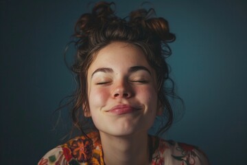 Wall Mural - Candid Close-Up of Happy Smiling Woman