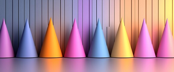 Poster - Colorful Cones against Striped Wall.